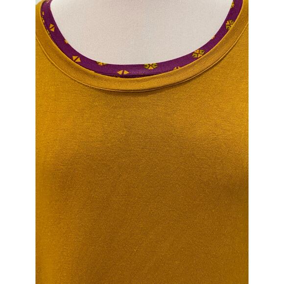 LOGO Lori Goldstein 2pc Top Set Gold / Raspberry Print XSMALL Artsy Lagenlook - Picture 4 of 7